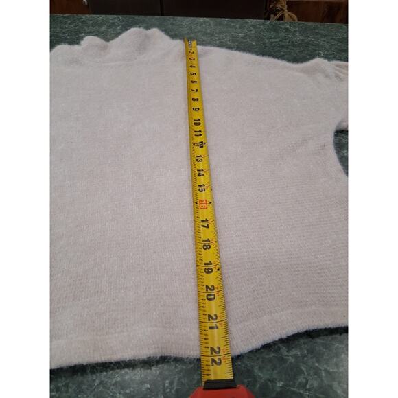Sanctuary Fuzzy Balloon Puff Sleeve Mock Neck Sweater Ivory Women's Large Cozy - Picture 9 of 12